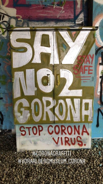 Corona-Graffiti, Autobahnbrücke Wolfurt, 25. April 2020, Foto: Nadine Alber-Geiger
