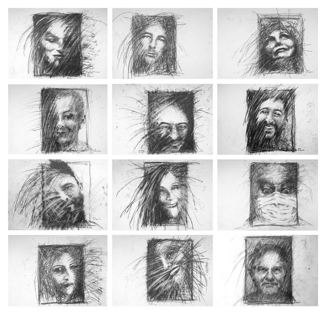 Bella Angora, Zeichnen gegen die Einsamkeit, 2020, Bleistiftzeichnungen