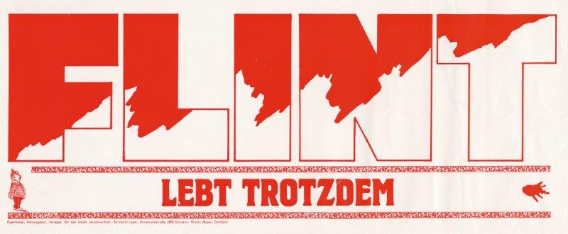 Plakat Flint lebt trotzdem, 1971, Plakatgestaltung Reinhold Luger