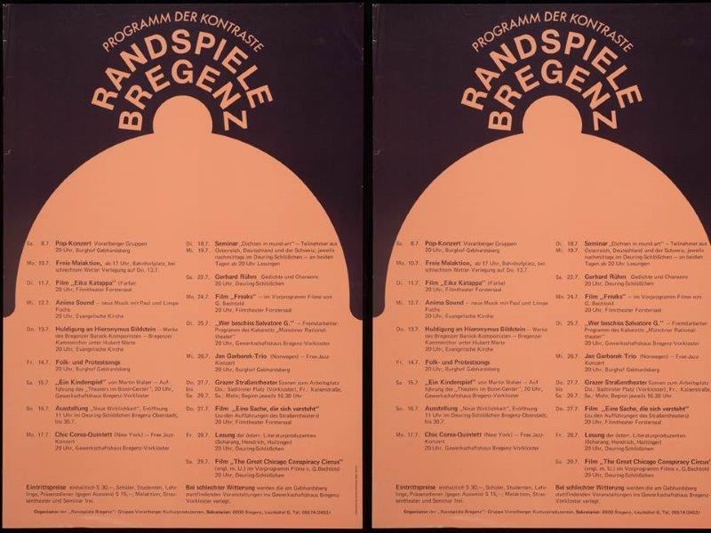 Randspiele Bregenz 1972, Plakatgestaltung (doppelt) Reinhold Luger
