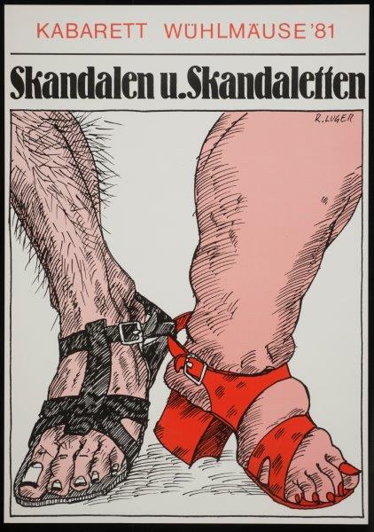 Skandalen u. Skandaletten, Kabarett Wühlmäuse 1981, Plakatgestaltung Reinhold Luger