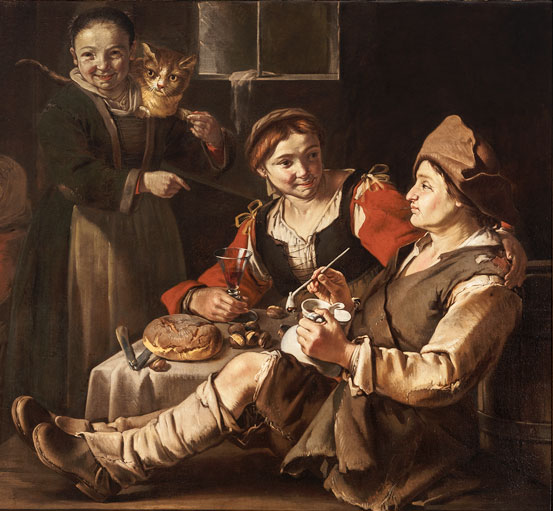 Giacomo Francesco Cipper (1664 – 1736), Flirt in der Küche, um 1705, Öl auf Leinwand, ©vorarlberg museum, Markus Tretter